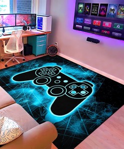Cool Tech Style Gaming Area Rugs for Teens - Gamer Controller Gamepad Pattern Carpet for Leisure, Living, and Bedroom