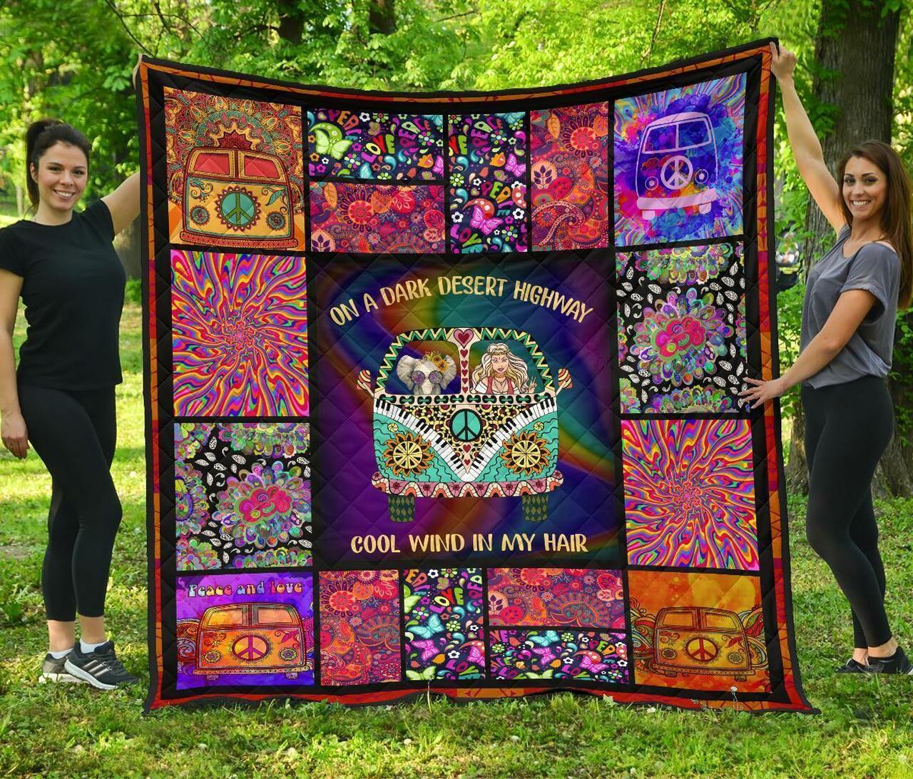 Cool Win In My Hair Hippie Van Funny Gift Idea Quilt Bedding Set Bedroom Decor, Gifts for Family
