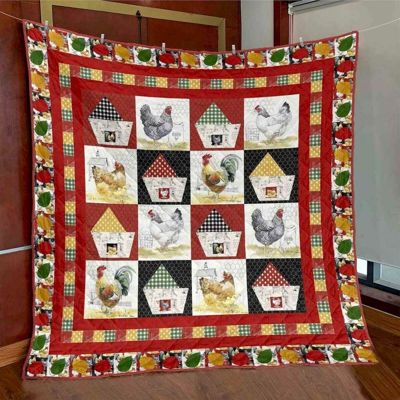 Cooped Up Chickens Personalized Quilt Blanket Bedding Set for Home Decoration and Family Gifts