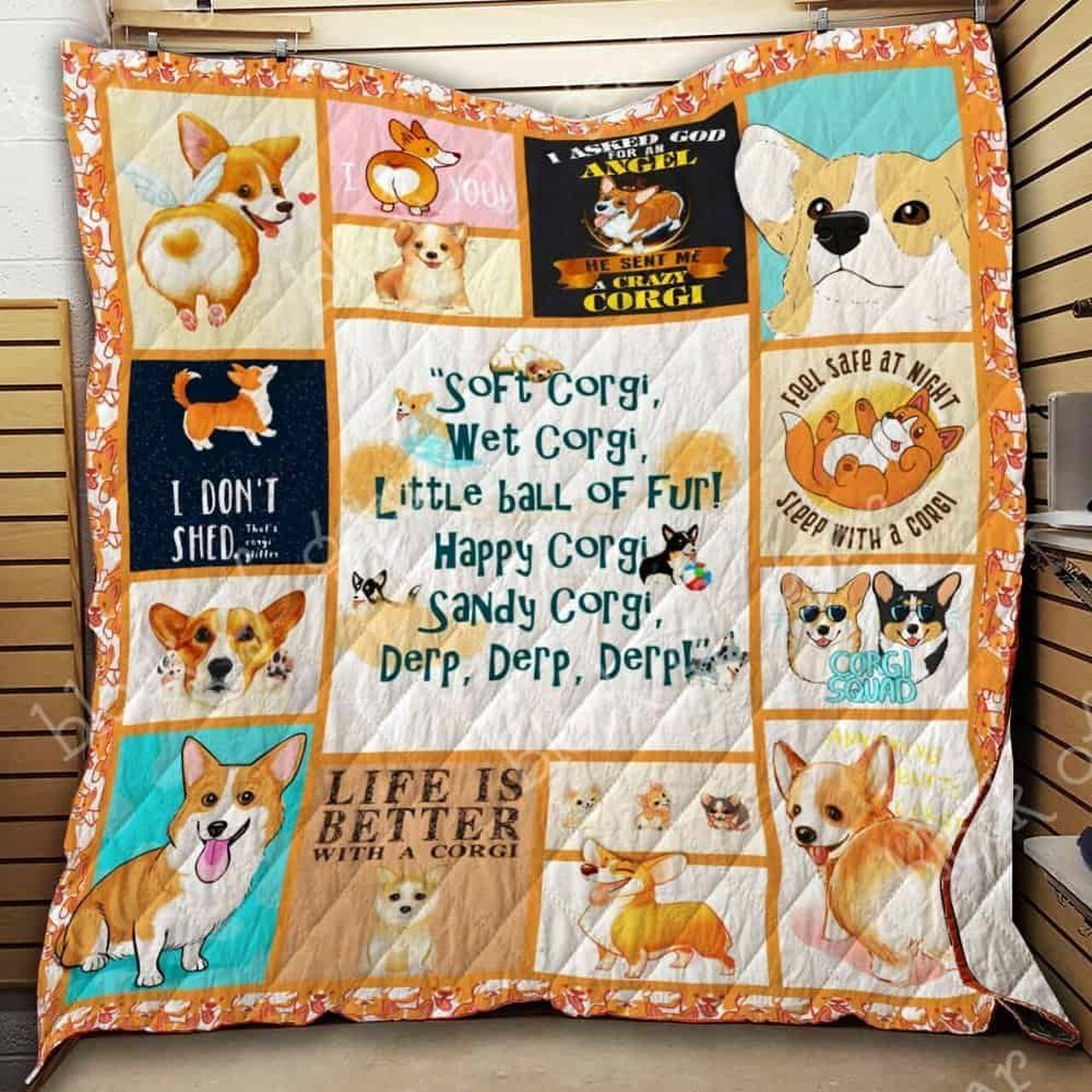 Corgi Quilt Bedding Set Bedroom Decor Ideal for Family Gifts and Bedroom Decor