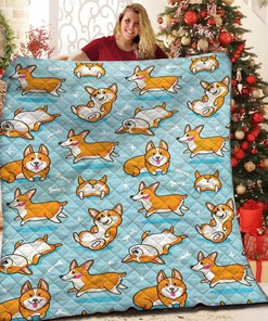 Corgi Quilt Bedding Set for Home Decoration and Picnic, Gifts for Family