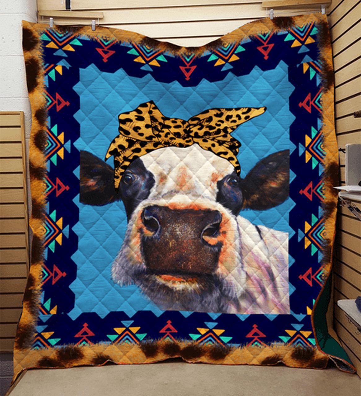 Cow Quilt Bedding Set Bedroom Decor, Personalized Gift for Family