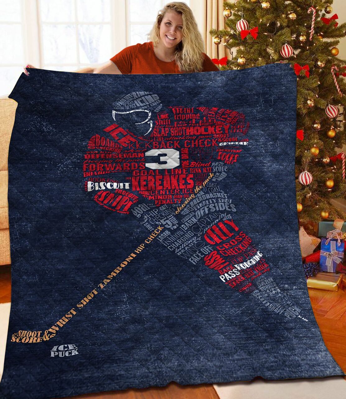 Create Your Own Hockey Quilt Bedding Set - Customizable with Your Name or Favorite Saying - Great for Family Gifts