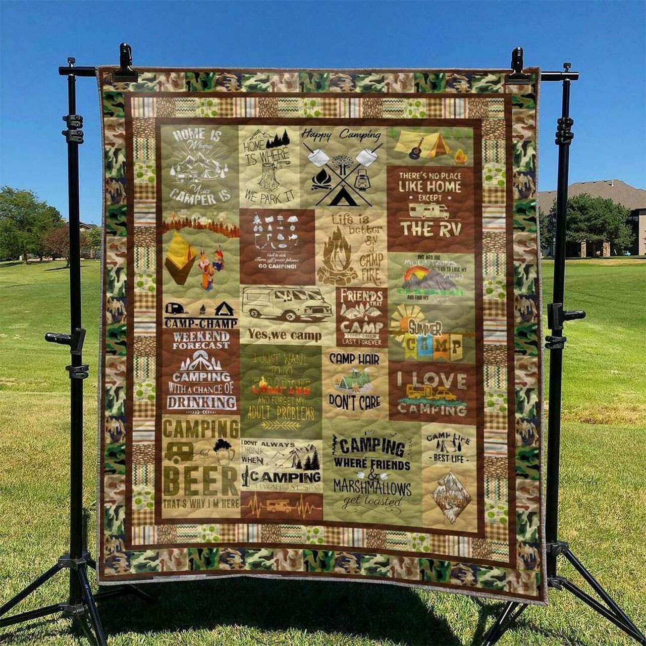 Create a Cozy Camping Atmosphere with Personalized Quilt Bedding Set for Family and Friends