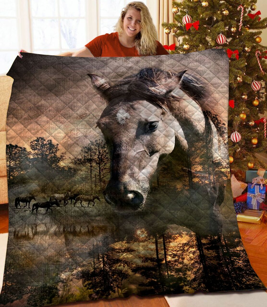 Create a Customized Horse Quilt Bedding Set for a Unique Bedroom Decor and Special Family Gifts