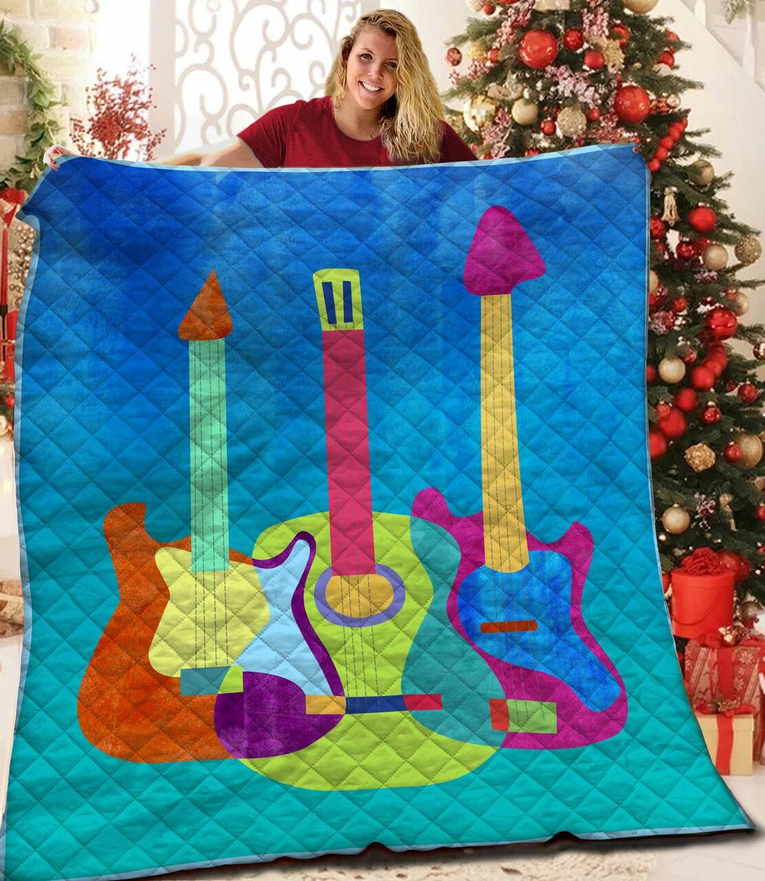 Create a Unique Bedroom Decor with Personalized Guitar Quilt Bedding Set
