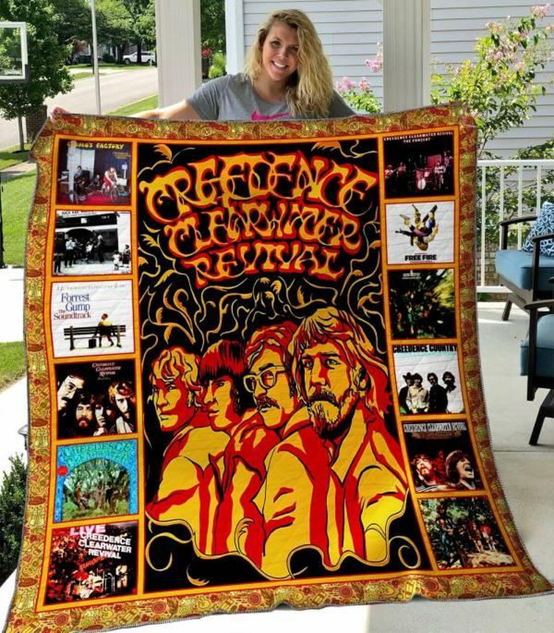 Creedence Clearwater Revival Personalized Quilt Bedding Set for Bedroom Decor and Family Gifts