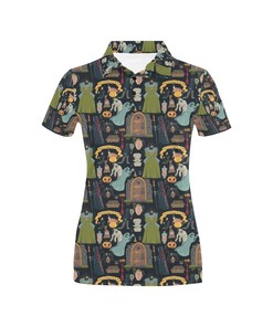Creepy Halloween Print Design Women's Polo Shirt