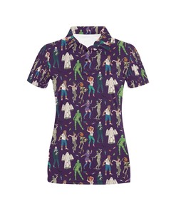 Creepy Zombie Print Design Women's Polo Shirt