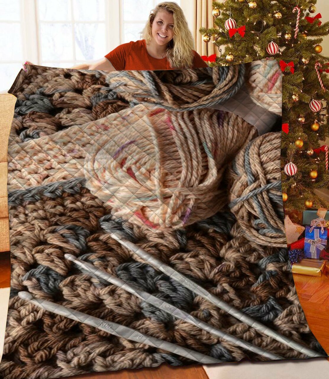 Crochet Quilt Bedding Set Bedroom Decor, Gifts for Family