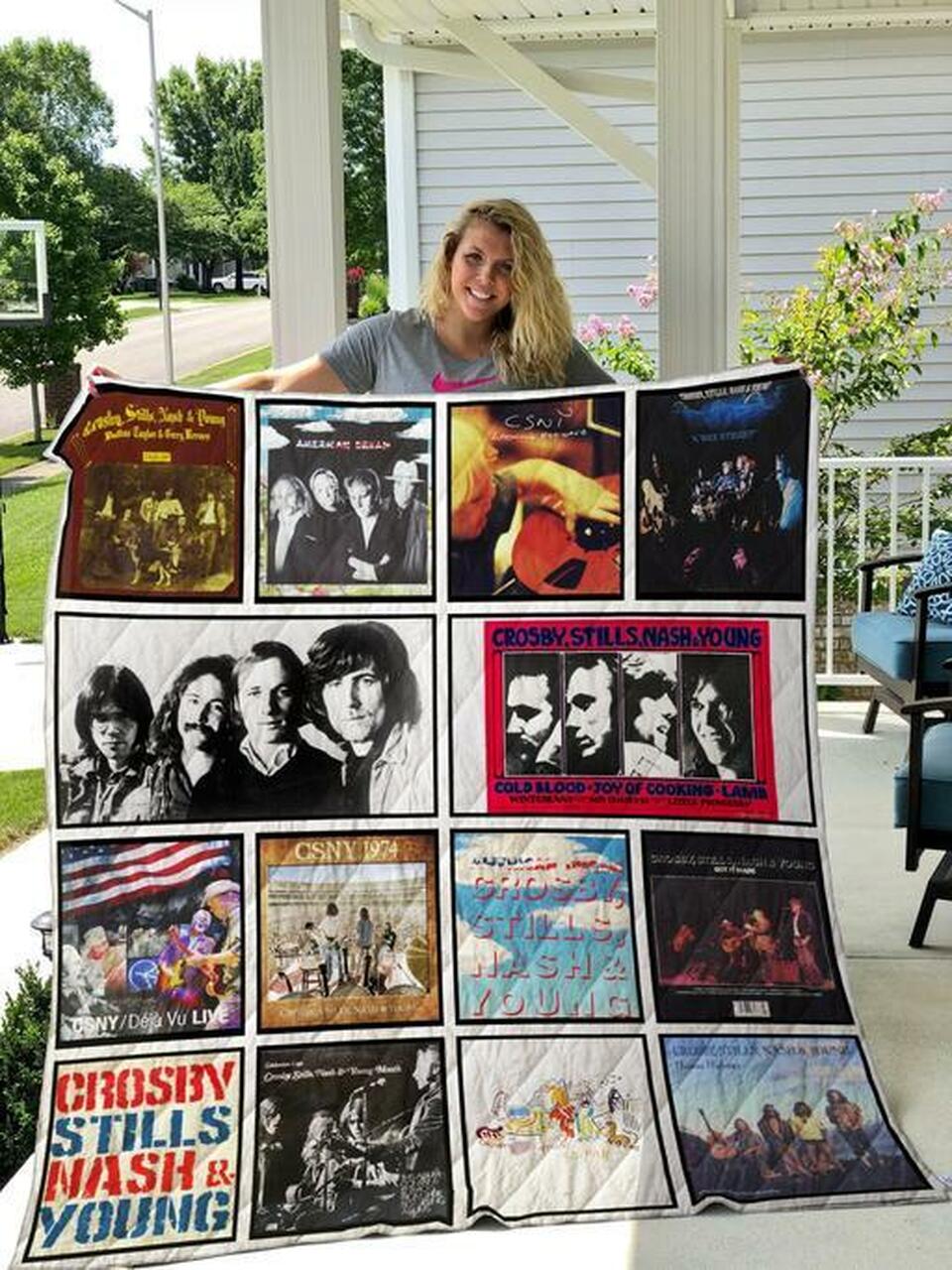 Crosby Stills Nash And Young Personalized Quilt Bedding Set for Bedroom Decor and Family Gifts