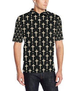 Cross Pattern Print Design 03 Men Polo Shirt