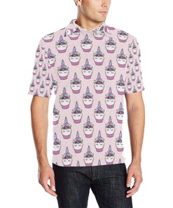 Cupcakes Unicorn Print Pattern Men Polo Shirt