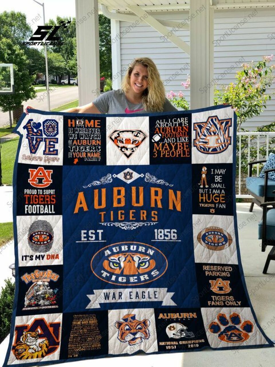 Custom Auburn Tigers Quilt Blanket Perfect for Bedroom Decor and Family Gifts