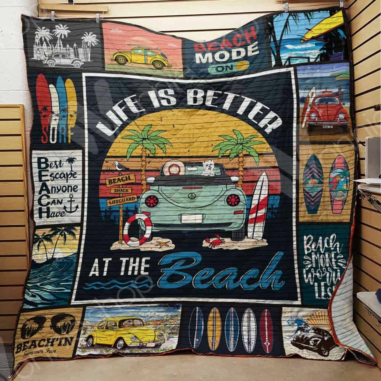 Custom Beach Bug Car Quilt Bedding Set Perfect for Bedroom Decor and Family Gifts