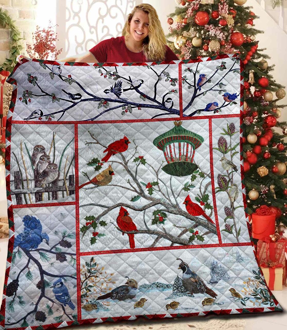 Custom Bird Quilt Bedding Set with Optional Pillowcases for Personalized Gifts