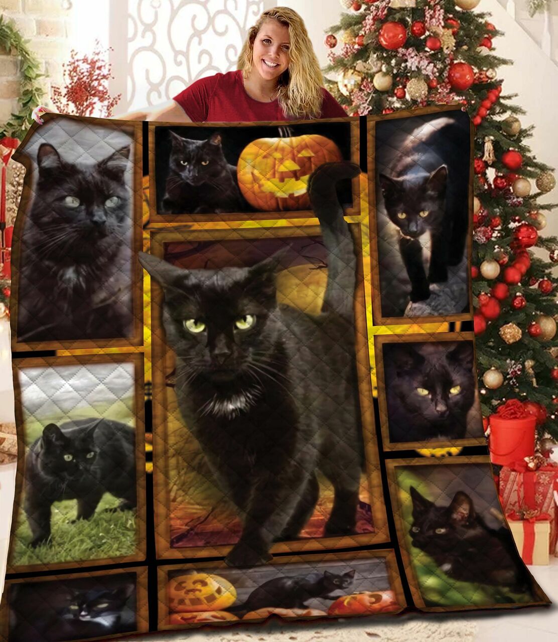 Custom Black Cat Bedding Set Perfect for Home Decoration