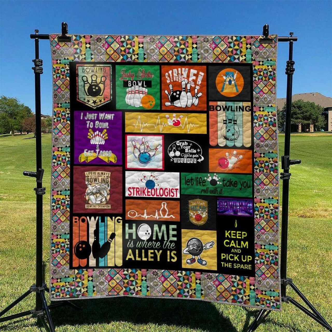 Custom Bowling Quilt Bedding Set Blanket - Great for Home Decoration and Family Gifts