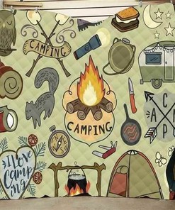 Custom Camping Bedding Set Blanket - Great for Bedroom Decor and Family Gifts