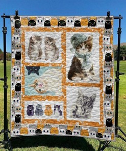 Custom Cat Quilt Bedding Set with Personalized Name for Bedroom Decoration and Gift