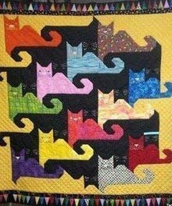 Custom Cat Quilt Bedding Set with Personalized Name for a Unique and Cozy Bedroom