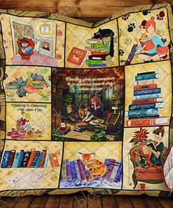 Custom Cat Reading Books Quilt Bedding Set for Picnic and Family Gifts