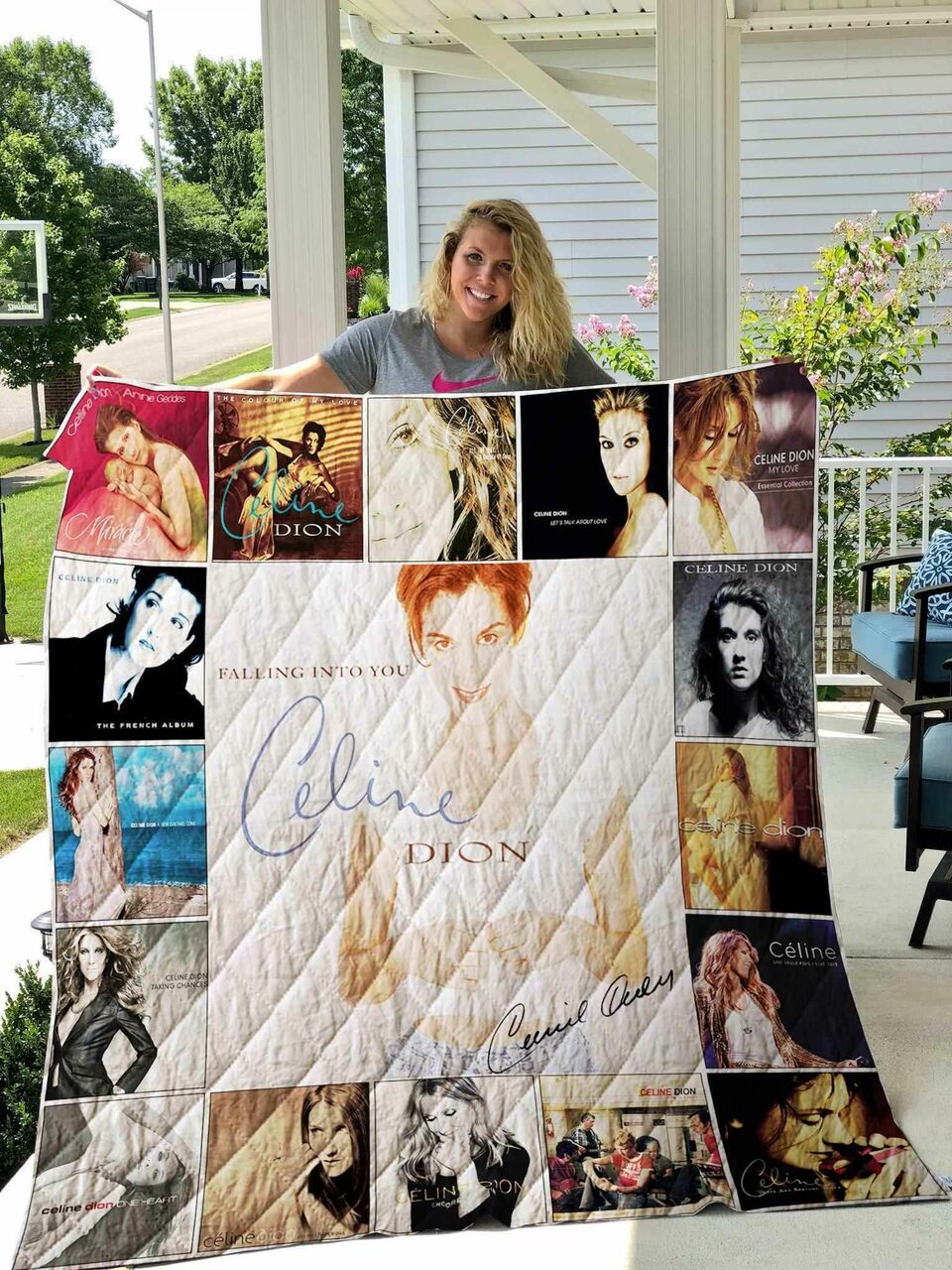 Custom Celine Dion Blanket Quilt Bedding Set - Great for Bedroom Decor and Family Gifts