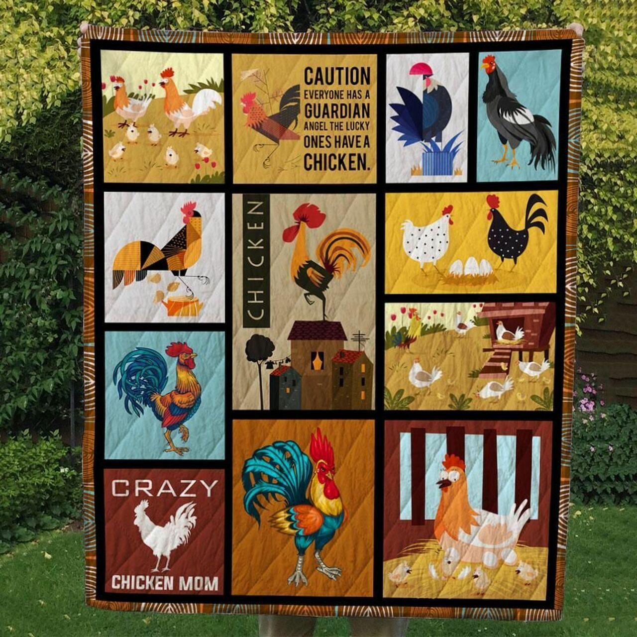 Custom Chicken Quilt Bedding Set: Add Your Name or a Special Quote