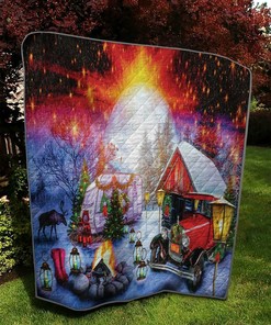 Custom Christmas Camping Quilt Bedding Set for Picnic and Family Gifts