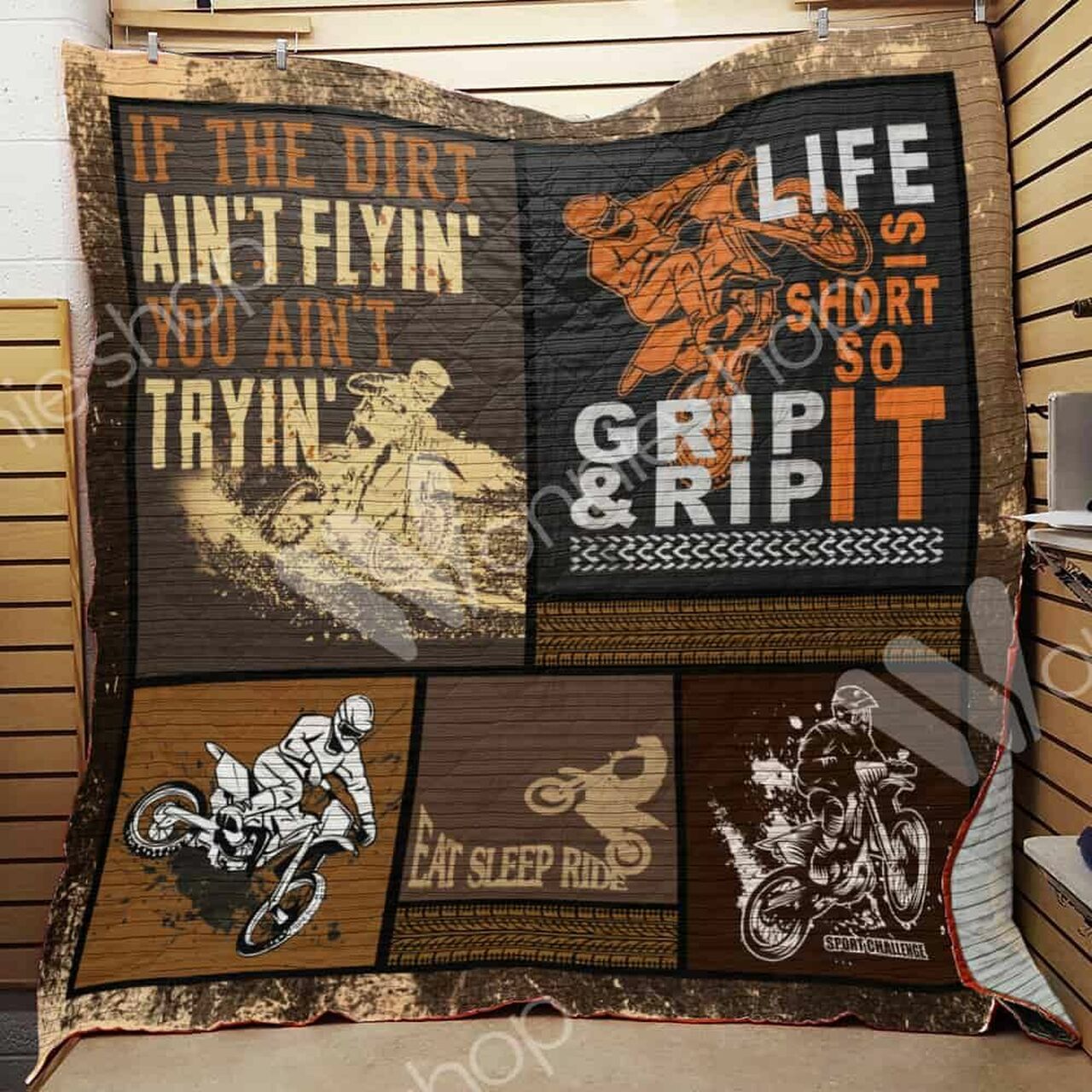 Custom Dirt Bike Adventure Quilt Bed Set Blanket for Picnic and Family Gifts