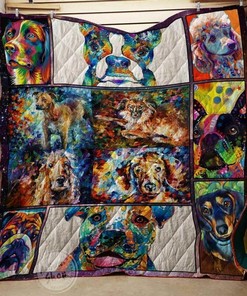 Custom Dog Colors Quilt Blanket Bedding Set for Bedroom Decoration and Family Gifts