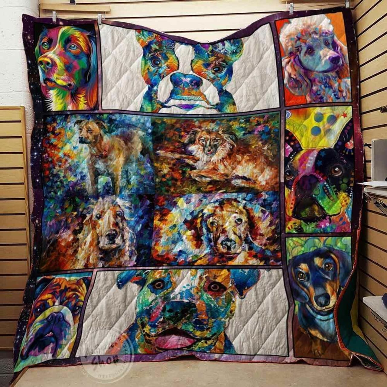 Custom Dog Colors Quilt Blanket Bedding Set for Bedroom Decoration and Family Gifts