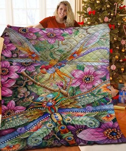 Custom Dragonfly Quilt Bedding Set, Ideal for Bedroom Decor and Family Gifts