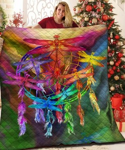 Custom Dragonfly Quilt Bedding Set, Perfect for Bedroom Decor and Family Gifts