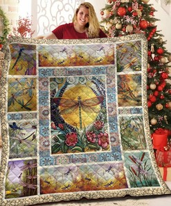 Custom Dragonfly Quilt Blanket, Great for Home Decoration and Family Gifts