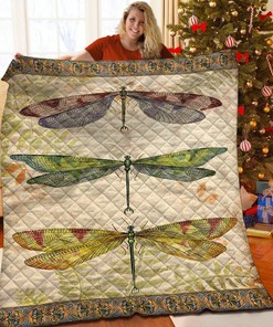 Custom Dragonfly Quilt Blanket, Ideal for Home Decoration and Family Gifts