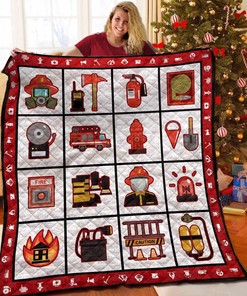 Custom Firefighter Quilt Blanket Bed Set - Great Presents for Family and Home Decoration