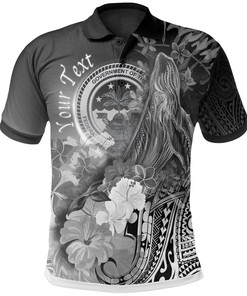 [Custom] Fsm Polo Shirt - Humpback Whale with Tropical Flowers (White)