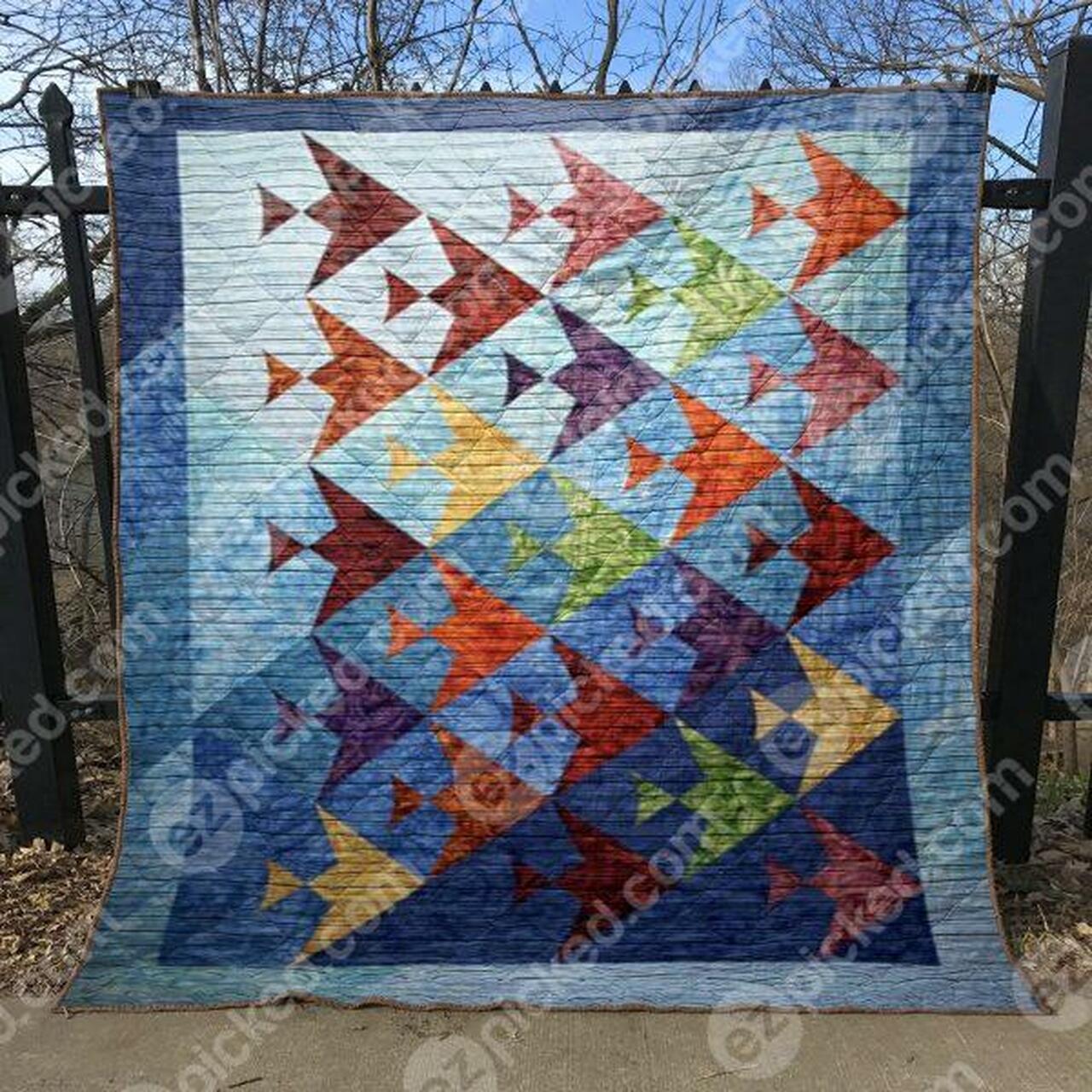 Custom Fun Fisshy Quilt Blanket Bedding Set for Bedroom Decoration and Family Gifts
