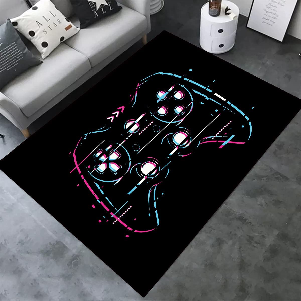 Custom Game Printed Living Room Mat with Controller and Player Design - Carpets for Kids