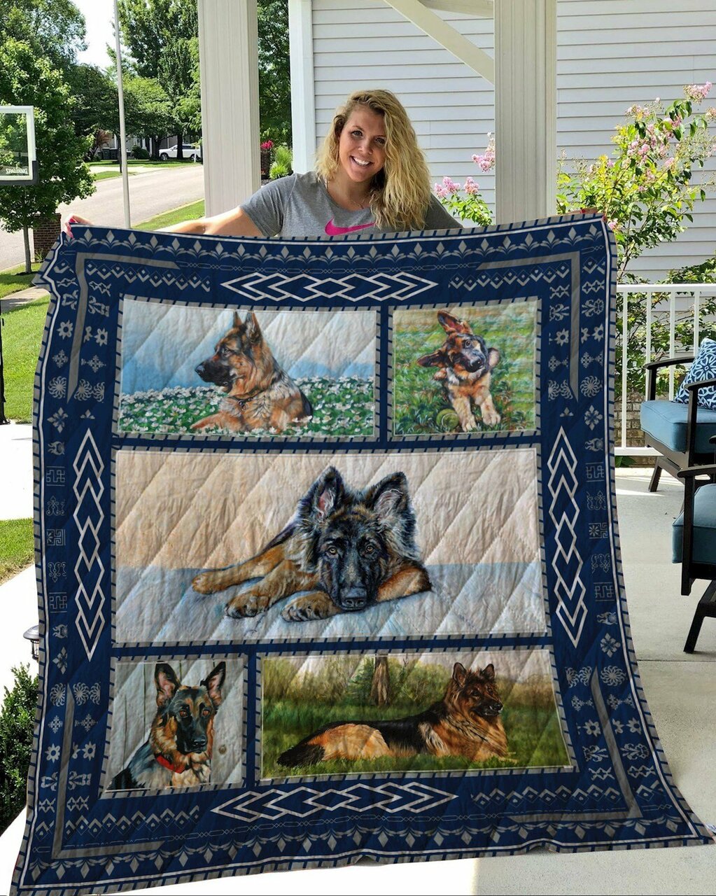 Custom German Shepherd 5 Quilt Blanket Bedding Set for Home Decoration and Family Gifts