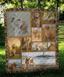 Custom Golden Retriever Quilt Blanket Bedding Set Great for Home Decoration and Family Gifts
