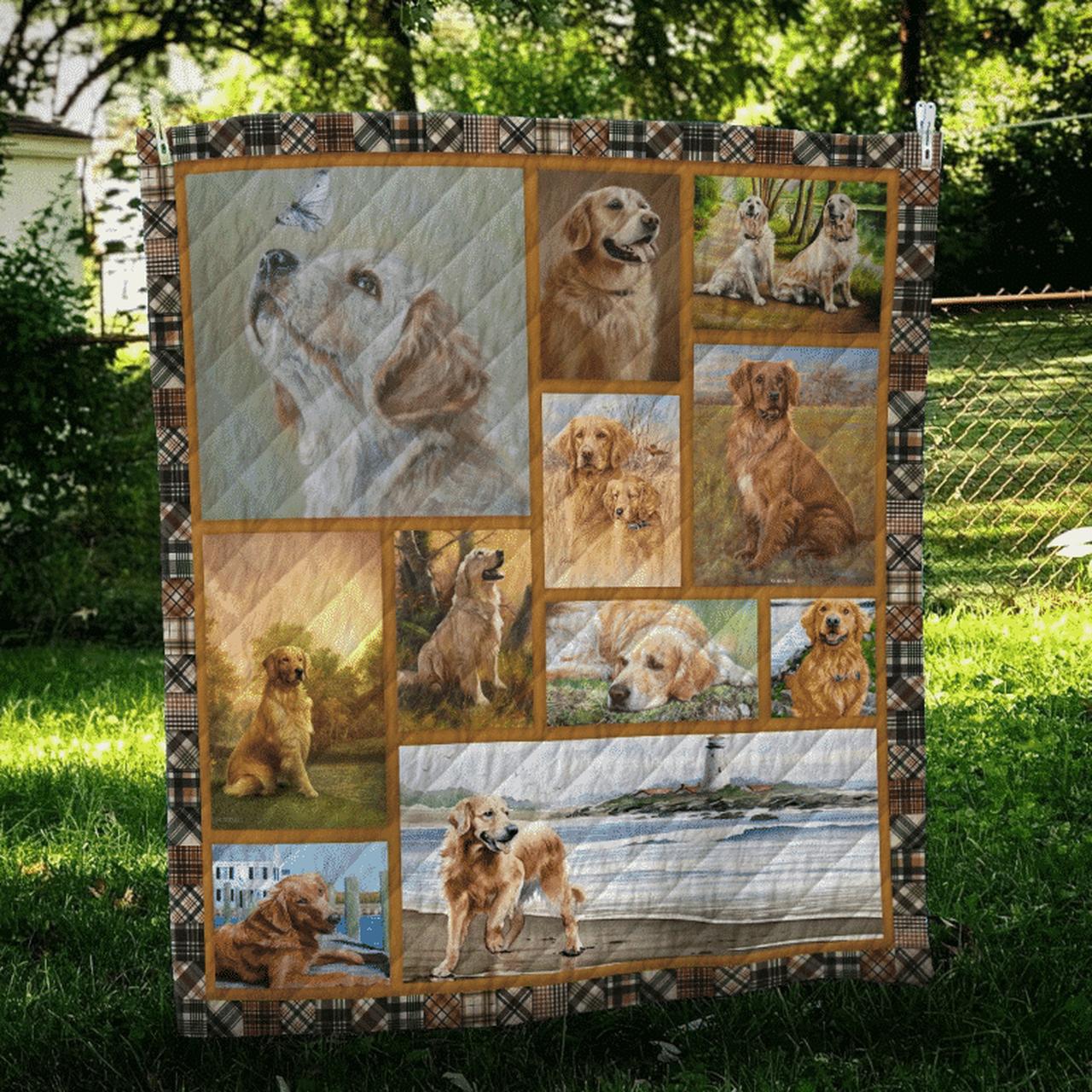 Custom Golden Retriever Quilt Blanket Bedding Set Great for Home Decoration and Family Gifts