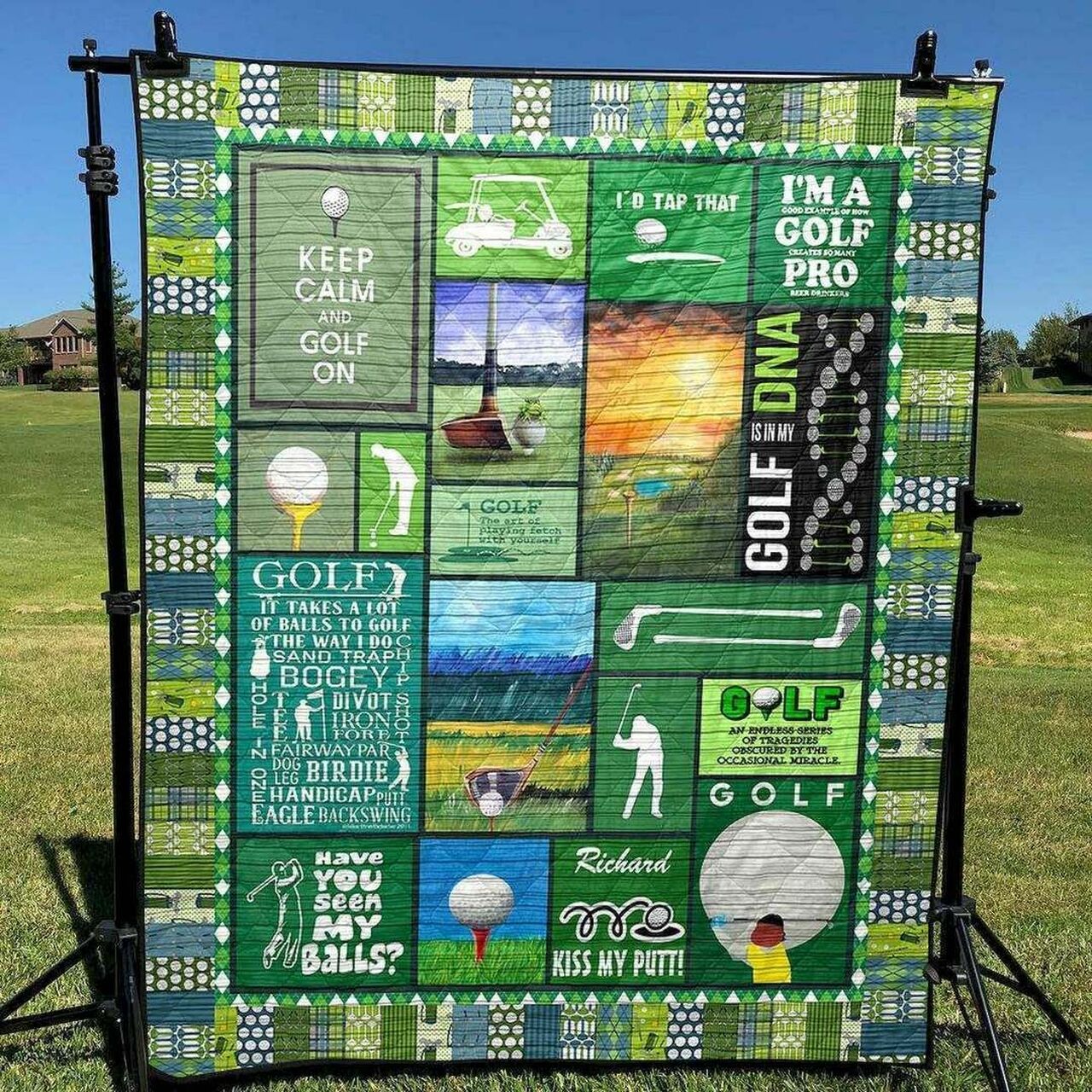 Custom Golf Is In My Dna Quilt Bedding Set Blanket for Picnic and Family Gifts