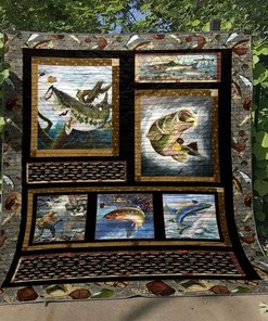 Custom Gone Fishing Quilt Blanket Bedding Set - Great for Bedroom Decor and Family Gifts
