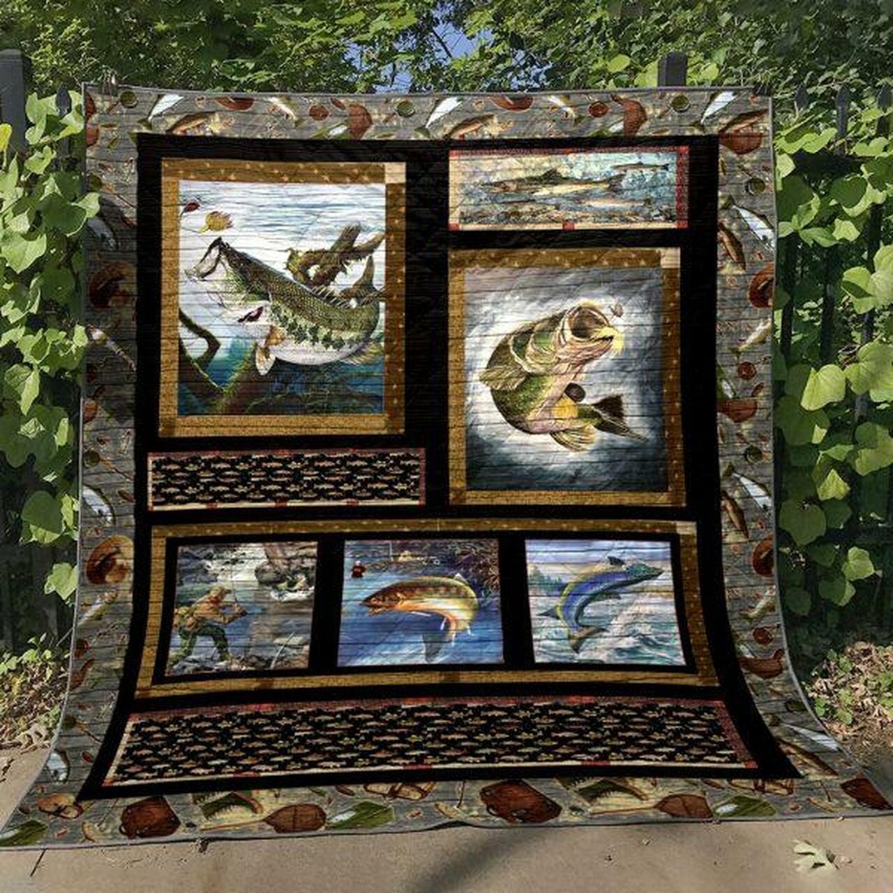 Custom Gone Fishing Quilt Blanket Bedding Set - Great for Bedroom Decor and Family Gifts