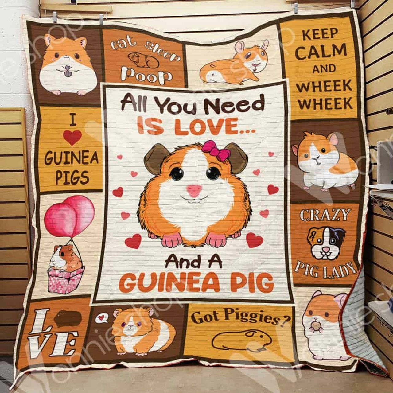 Custom Guinea Pig Quilt Blanket Bedding Set for Bedroom Decoration and Family Gifts