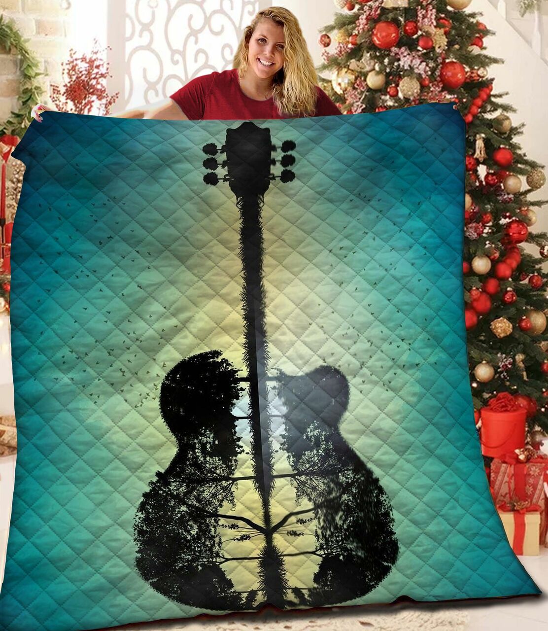 Custom Guitar Bedding Set with Personalized Name for Home and Outdoor Activities