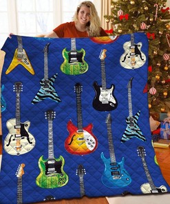 Custom Guitar Quilt Bedding Set with Personalized Name for Home Decoration
