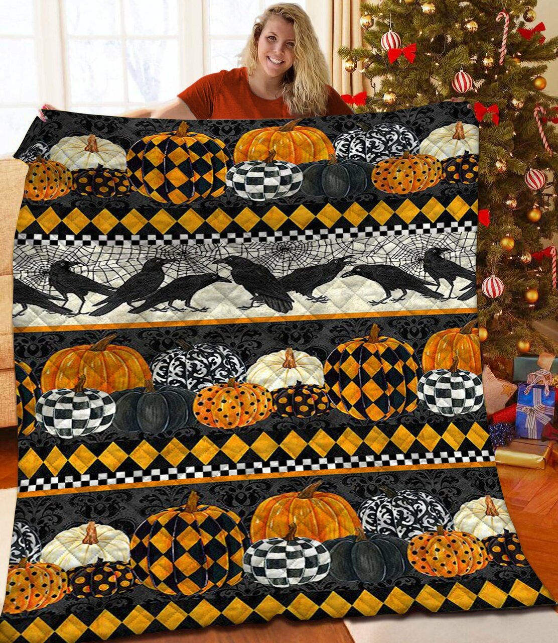 Custom Halloween Bed Set with Pillow Shams - Perfect for Bedroom Decor and Family Gifts